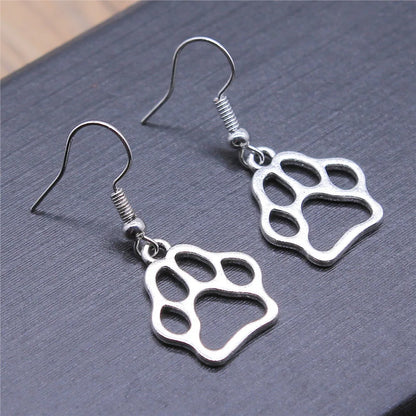 Vintage Black Pawprint Drop Earrings - Perfect Gift for Pet Lovers