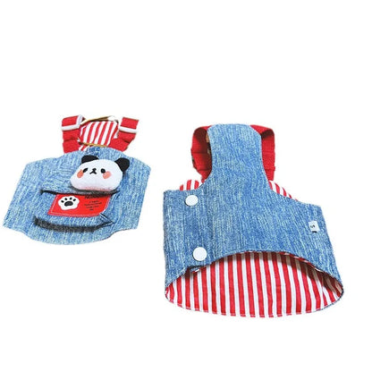 Mystery Paw Stylish Denim Dog Vest with Hat for Small Dogs