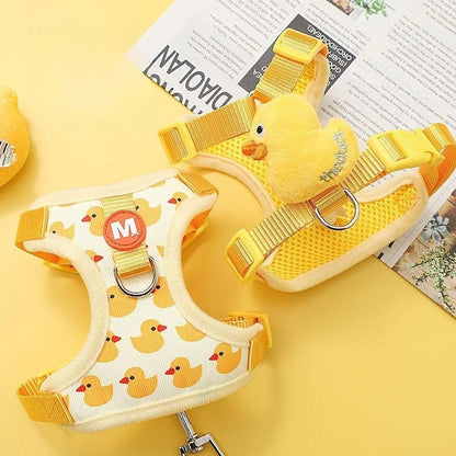 Mystery Paw Cartoon Duck Harness & Leash Set for Small Dogs & Cats