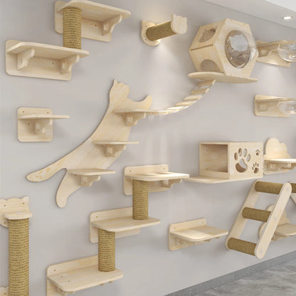 Mystery Paw Wall-Mounted Cat Playground: Climb, Scratch, Lounge!