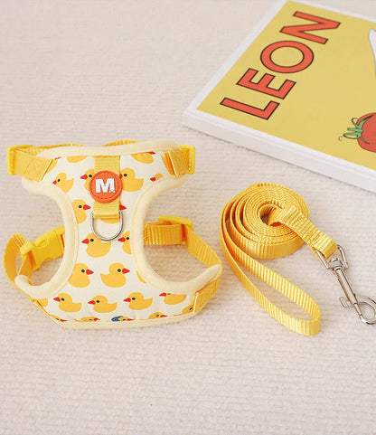 Mystery Paw Cartoon Duck Harness & Leash Set for Small Dogs & Cats