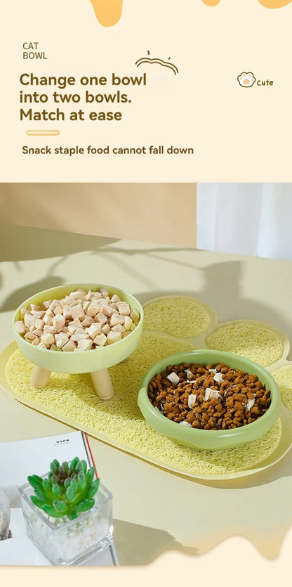 Colorful Tall Cat and Small Dog Feeding Bowl with Non-Slip Base