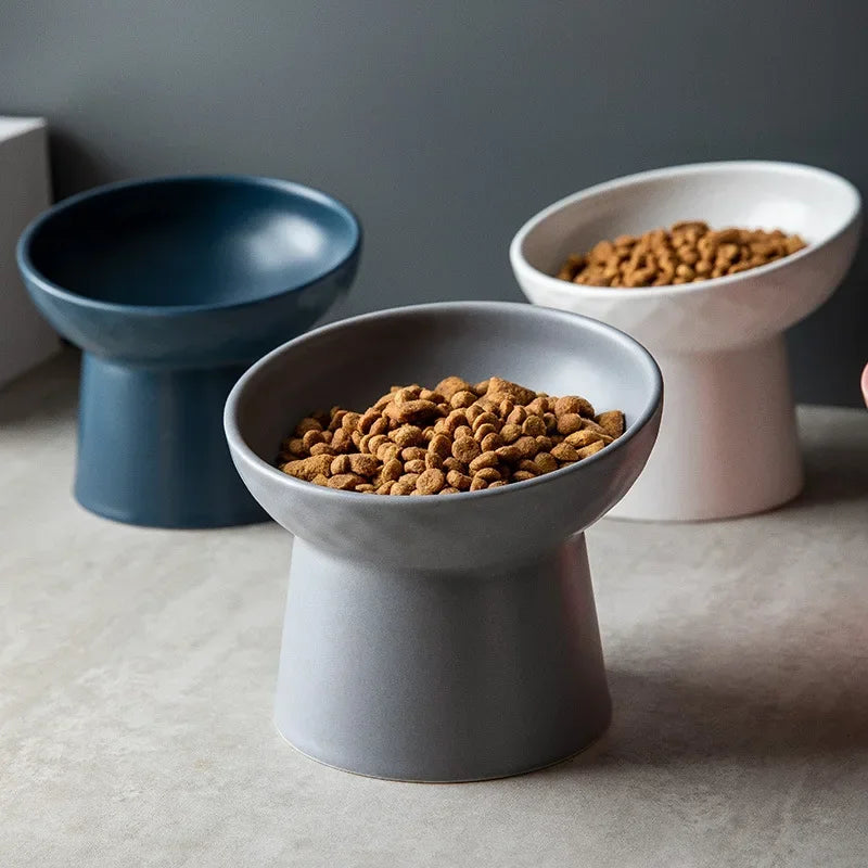 Nordic Style Elevated Ceramic Pet Bowls for Cats & Dogs