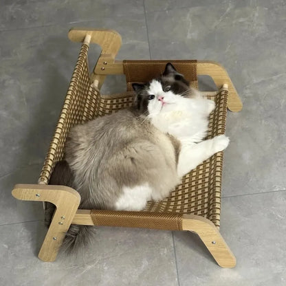 Mystery Paw Summer Cooling Rattan Cat Bed & Scratcher Lounge