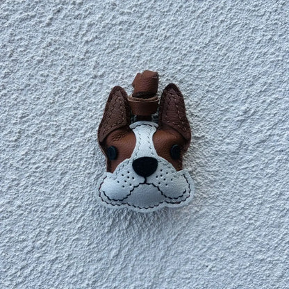 Charming Puppy-Themed Cowhide Key Chains & Backpack Charms