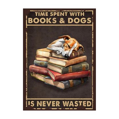 Charming Dog & Books Canvas Print - Perfect for Dog Lovers