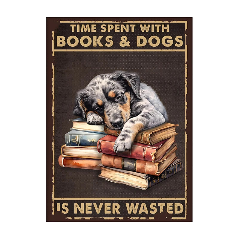 Charming Dog & Books Canvas Print - Perfect for Dog Lovers
