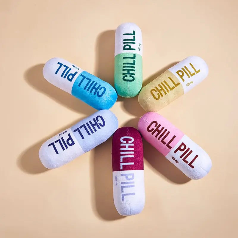 Chill Pill Plush Dog Toy - Built-in Vocal Fun!