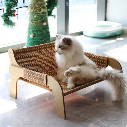 Mystery Paw Summer Cooling Rattan Cat Bed & Scratcher Lounge