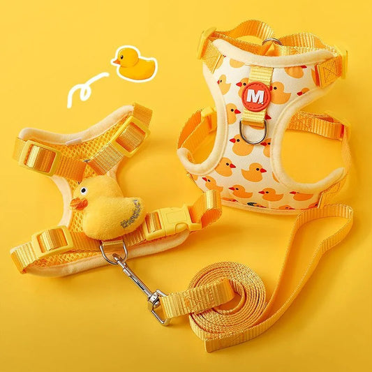Mystery Paw Cartoon Duck Harness & Leash Set for Small Dogs & Cats