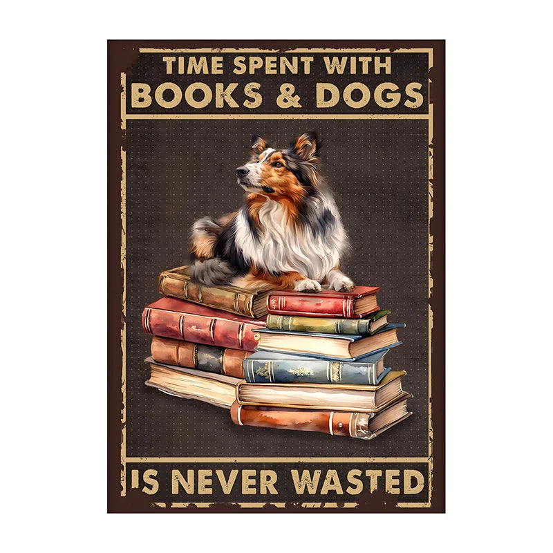 Charming Dog & Books Canvas Print - Perfect for Dog Lovers