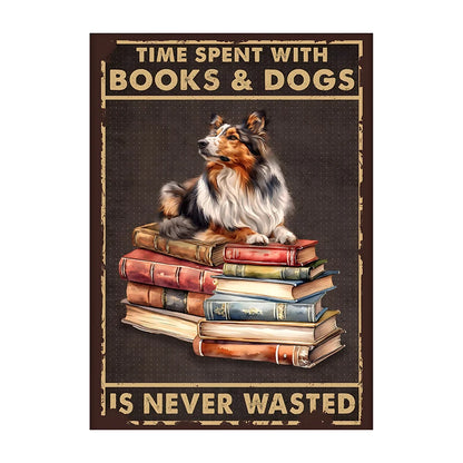 Charming Dog & Books Canvas Print - Perfect for Dog Lovers