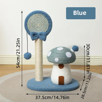 Mystery Paw Mushroom Cat Tree Scratcher - Natural Sisal