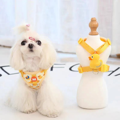 Mystery Paw Cartoon Duck Harness & Leash Set for Small Dogs & Cats