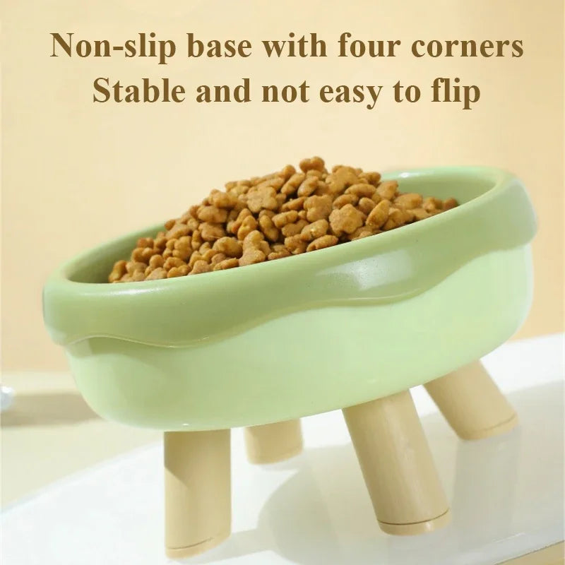 Colorful Tall Cat and Small Dog Feeding Bowl with Non-Slip Base