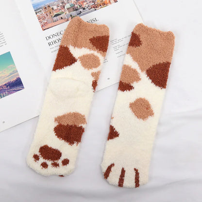 Kawaii Animal Paw Pattern Socks - Cozy 3D Dog & Cat Design