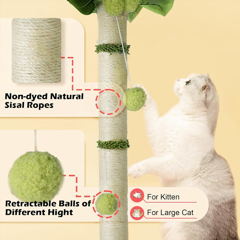 Mystery Paw Cat Scratching Tree with Sisal Rope & Interactive Toys - 65cm