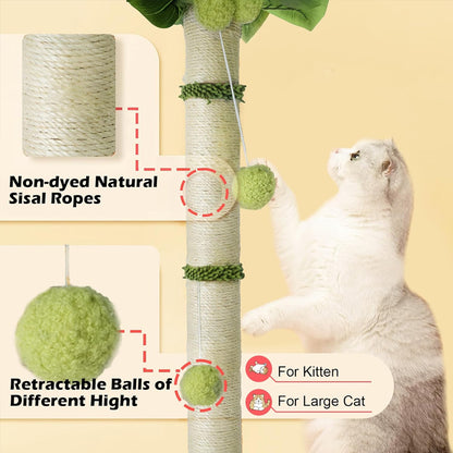 Mystery Paw Cat Scratching Tree with Sisal Rope & Interactive Toys - 65cm