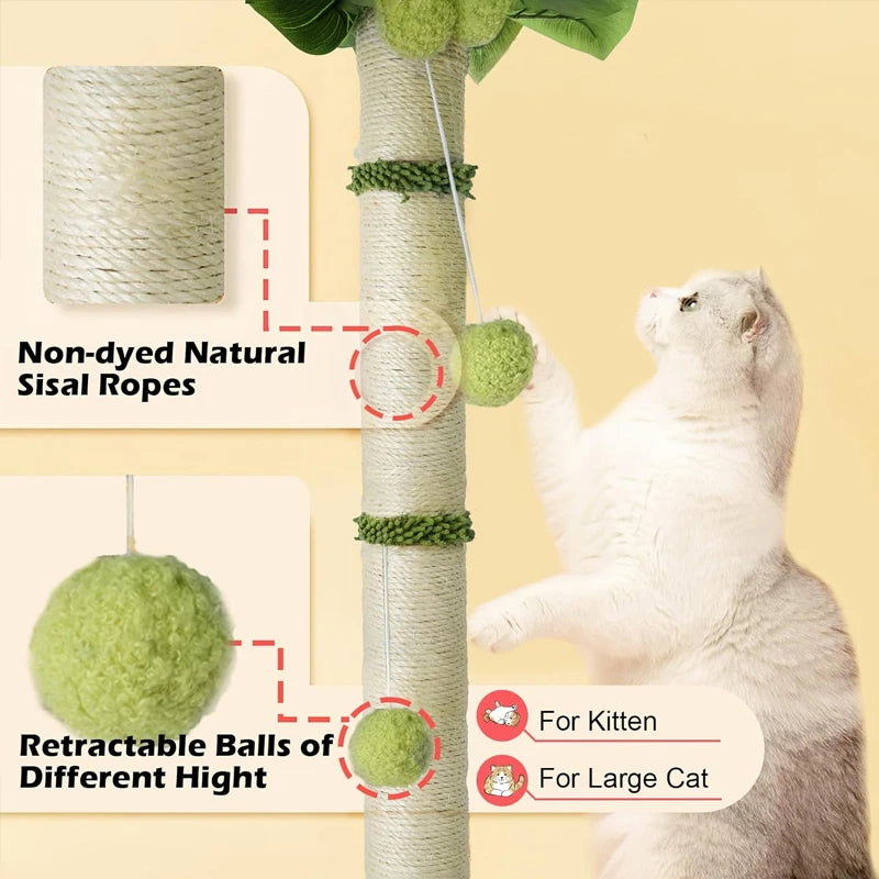 Mystery Paw Cat Scratching Tree with Sisal Rope & Interactive Toys - 65cm