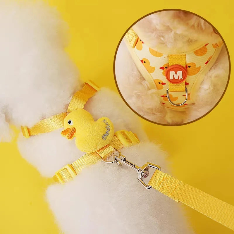 Mystery Paw Cartoon Duck Harness & Leash Set for Small Dogs & Cats