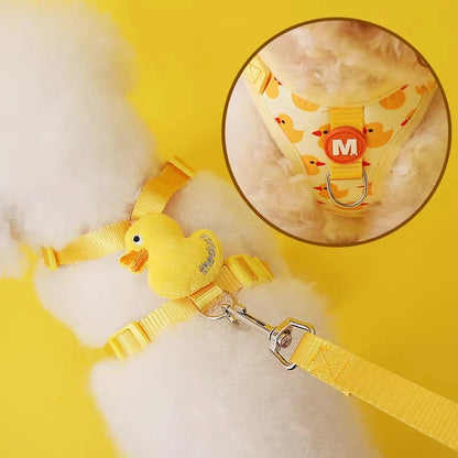 Mystery Paw Cartoon Duck Harness & Leash Set for Small Dogs & Cats
