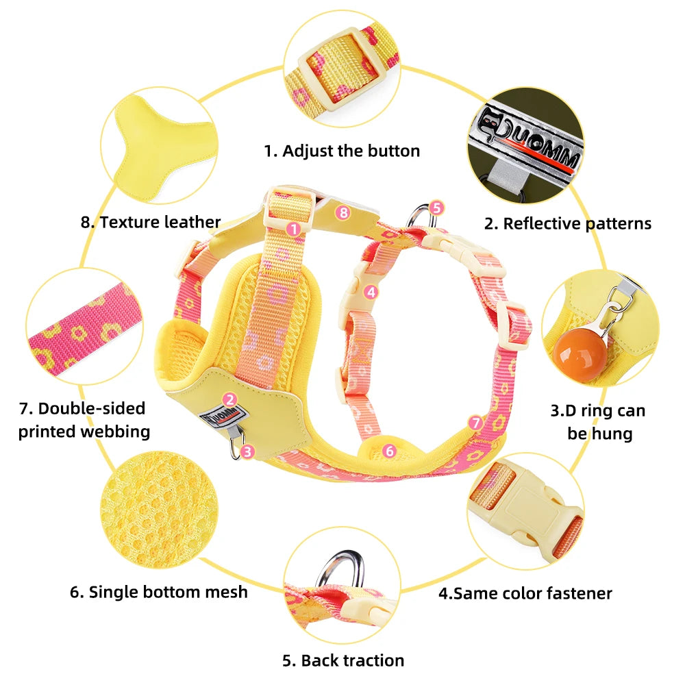 Mystery Paw Kawaii Summer Cooling Dog Harness & Leash Set