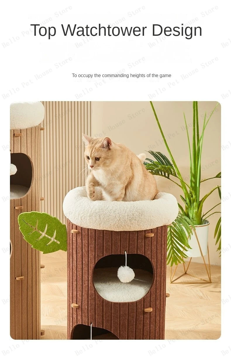 Mystery Paw Multi-layer Felt Cat Tree House & Scratcher