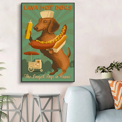 Kawaii Dachshund Dog Canvas Wall Art for Home Decor