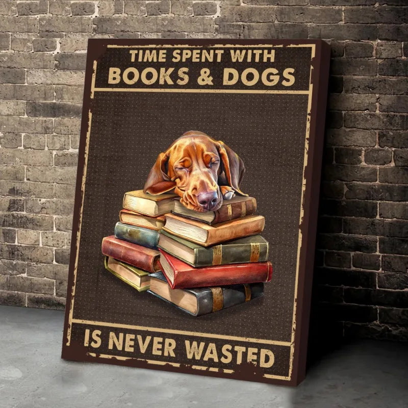 Charming Dog & Books Canvas Print - Perfect for Dog Lovers