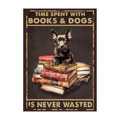 Charming Dog & Books Canvas Print - Perfect for Dog Lovers
