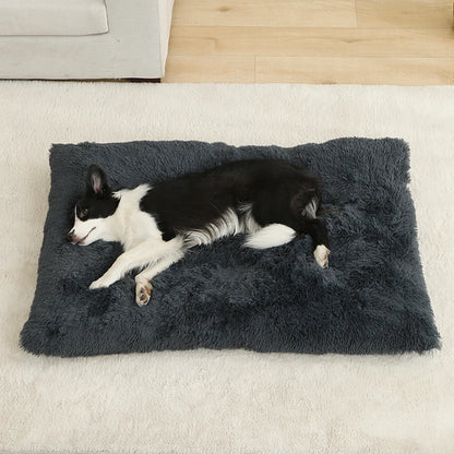 Long Plush Calming Bed - Cozy Retreat for Anxious Pets