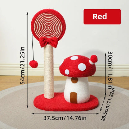 Mystery Paw Mushroom Cat Tree Scratcher - Natural Sisal