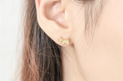 925 Sterling Silver Zircon Puppy Dog Stud Earrings
