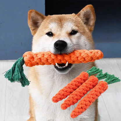 Mystery Paw Kawaii Carrot Rope Dog Chew Toy - Fun & Dental Care Combined!