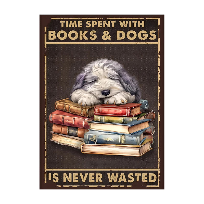 Charming Dog & Books Canvas Print - Perfect for Dog Lovers