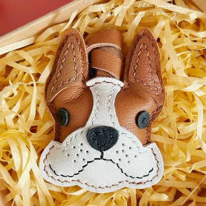Charming Puppy-Themed Cowhide Key Chains & Backpack Charms