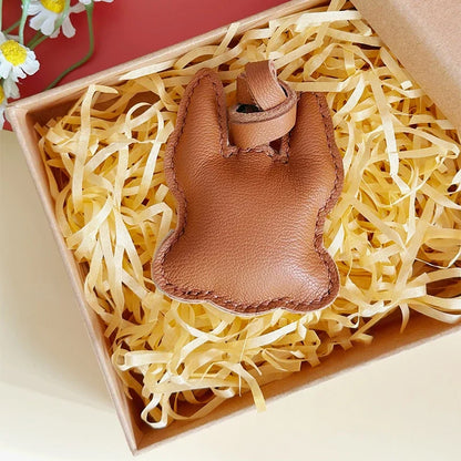 Charming Puppy-Themed Cowhide Key Chains & Backpack Charms